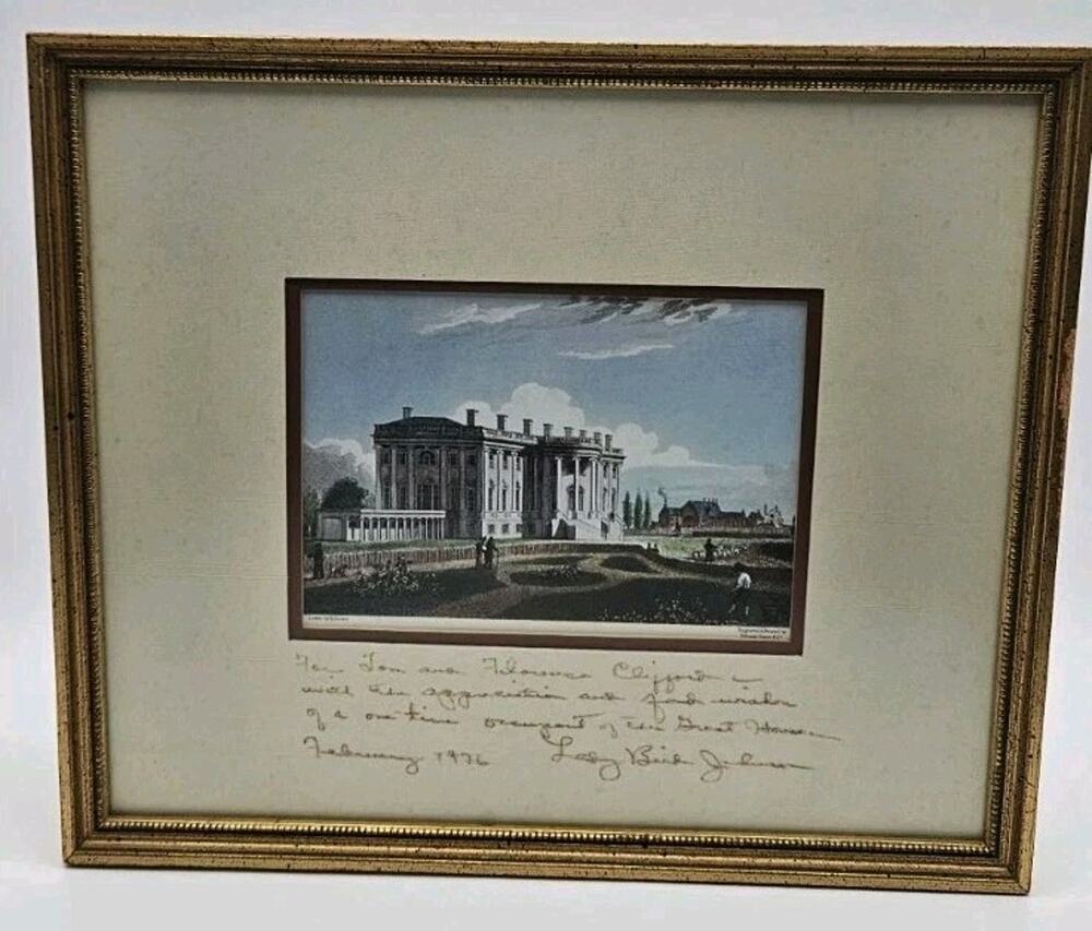 Vintage White House Print Signed by Lady Bird Johnson – February 1976